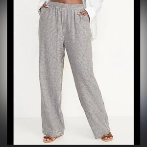 Old Navy High-Waisted Striped Linen-Blend Wide-Leg Pants size medium